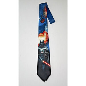 Star Wars Men's Sci Fi Neck Tie Licensed Darth Vader Light Saber Blue Necktie